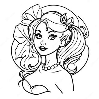 Pagina Da Colorare Di Un Tatuaggio Pin Up Vintage 28587-25888