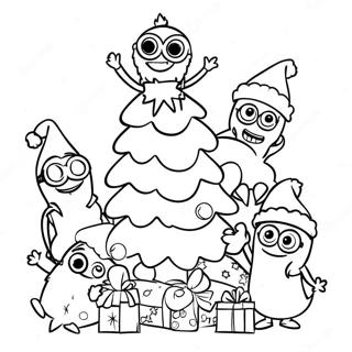 Pagina Da Colorare Dei Minions Festivi Che Decorano Un Albero 29558-26653