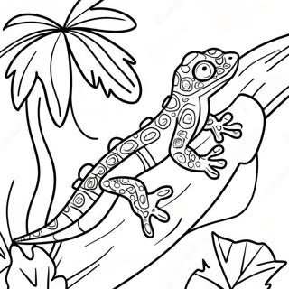 Pagina Da Colorare Di Gecko Colorato In Una Giungla Tropicale 29668-26741