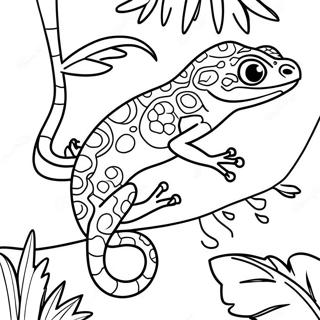 Pagina Da Colorare Di Gecko Colorato In Una Giungla Tropicale 29668-26743