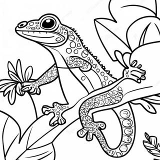 Pagina Da Colorare Di Gecko Colorato In Una Giungla Tropicale 29668-26744