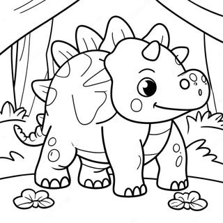 Pagina Da Colorare Di Un Carino Ankylosaurus In Una Foresta 30799-27633