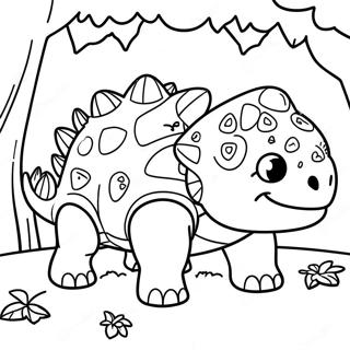 Pagina Da Colorare Di Un Carino Ankylosaurus In Una Foresta 30799-27634