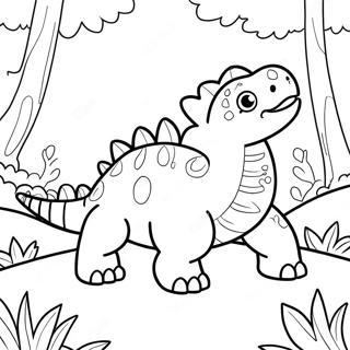 Pagina Da Colorare Di Un Carino Ankylosaurus In Una Foresta 30799-27635