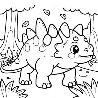 Pagina Da Colorare Di Un Carino Ankylosaurus In Una Foresta 30799-27636