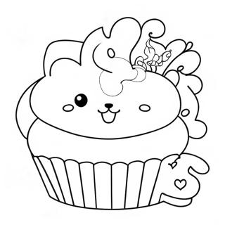 Pagina Da Colorare Di Un Cupcake Con Gattino 32199-16655