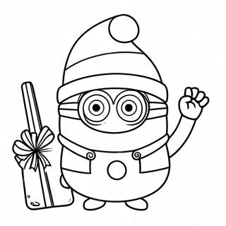 Minion Festivo Con Cappello Di Babbo Natale Pagina Da Colorare 32210-16665