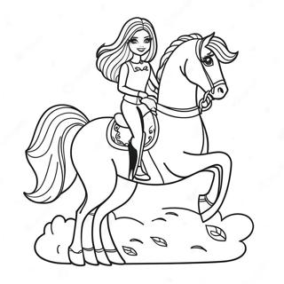 Pagina Da Colorare Di Barbie Che Cavalca Un Cavallo Maestoso 32622-16979