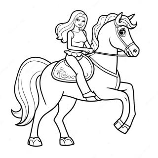 Pagina Da Colorare Di Barbie Che Cavalca Un Cavallo Maestoso 32622-16980