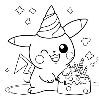 Pagina Da Colorare Della Celebrazione Di Compleanno Di Pikachu 32772-17099