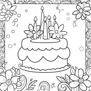 Pagina Da Colorare Con Fiori Per Il Compleanno Felice 34362-28550