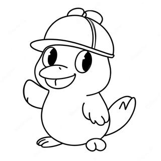 Pagina Da Colorare Di Psyduck Divertente Con Un Cappello 34453-28701