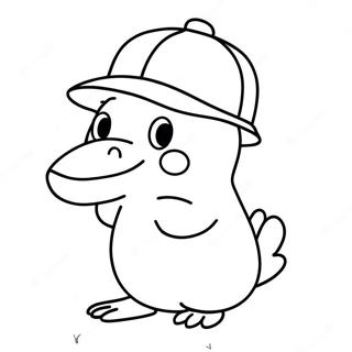 Pagina Da Colorare Di Psyduck Divertente Con Un Cappello 34453-28702