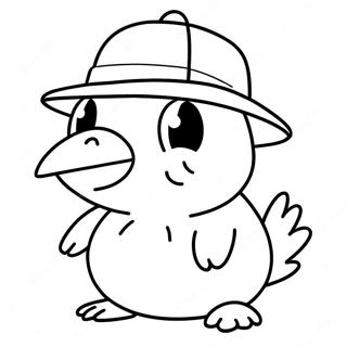 Pagina Da Colorare Di Psyduck Divertente Con Un Cappello 34453-28704