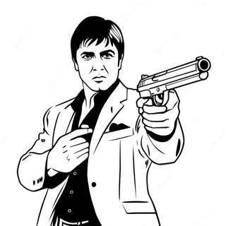 Pagina Da Colorare Di Scarface Con Pistola 34954-29096