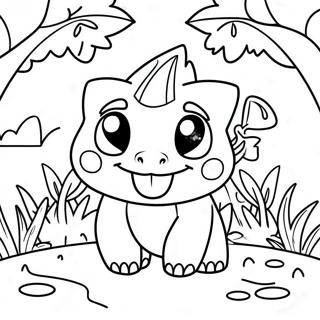 Pagina Da Colorare Di Un Carino Ivysaur In Un Giardino 35834-29804