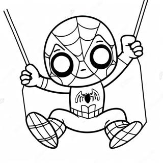 Pagina Da Colorare Di Chibi Spider Man Che Dondola 36084-30101