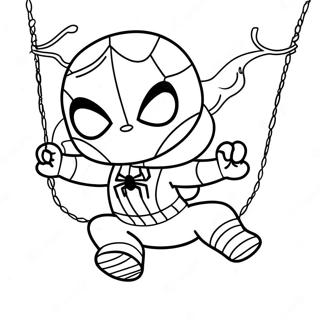 Pagina Da Colorare Di Chibi Spider Man Che Dondola 36084-30102