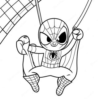 Pagina Da Colorare Di Chibi Spider Man Che Dondola 36084-30103