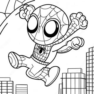 Pagina Da Colorare Di Chibi Spider Man Che Dondola 36084-30104