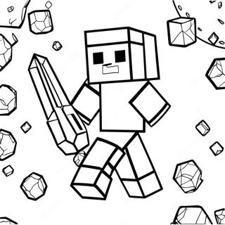 Pagina Da Colorare Steve Di Minecraft Con Armatura Di Diamante In Azione 36675-30559