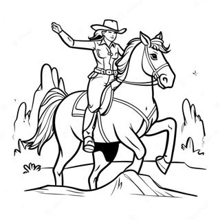 Pagina Da Colorare Di Una Cowgirl Che Cavalca Un Cavallo 3689-2995