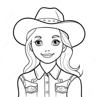 Pagina Da Colorare Di Una Cowgirl Carina Con Un Cappello 3690-2997