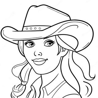 Pagina Da Colorare Di Una Cowgirl Carina Con Un Cappello 3690-2999