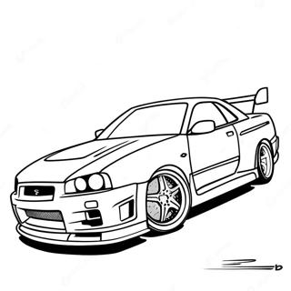 Pagina Da Colorare Della Nissan Skyline R34 In Azione Di Corsa 36966-30790