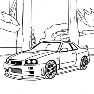 Pagina Da Colorare Della Nissan Skyline R34 In Azione Di Corsa 36966-30791