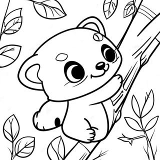 Pagina Da Colorare Di Un Panda Rosso Carino Che Gioca Sugli Alberi 3700-3005