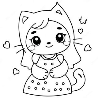 Pagina Da Colorare Della Ragazza Kawaii Con Un Gatto Carino 37425-31155