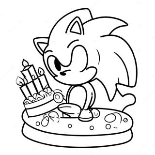 Sonic Con Torta Di Compleanno Da Colorare 37667-31341