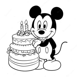 Pagina Da Colorare Di Topolino Con Torta Di Compleanno 37697-31366