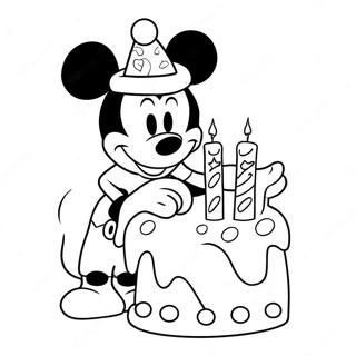 Pagina Da Colorare Di Topolino Con Torta Di Compleanno 37697-31367