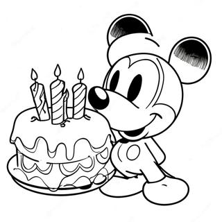 Pagina Da Colorare Di Topolino Con Torta Di Compleanno 37697-31368