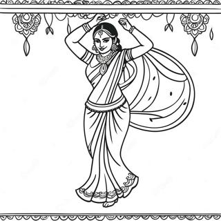 Pagina Da Colorare Di Ragazza Indiana Che Balla In Saree 37717-31383
