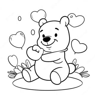 Pagina Da Colorare Di Winnie The Pooh Carino Con Cuori 37857-31491