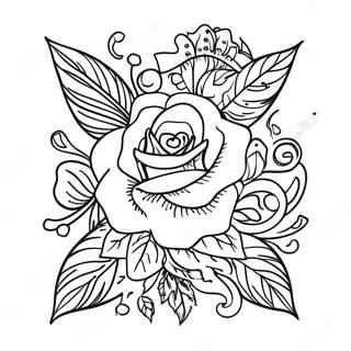 Design Di Tatuaggi Tradizionali Americani Vintage Pagina Da Colorare 37977-31595