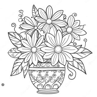 Fiori Colorati In Un Vaso Decorativo Pagina Da Colorare 38117-31706