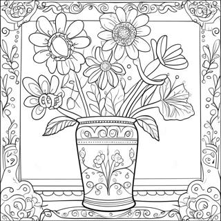 Fiori Colorati In Un Vaso Decorativo Pagina Da Colorare 38117-31708