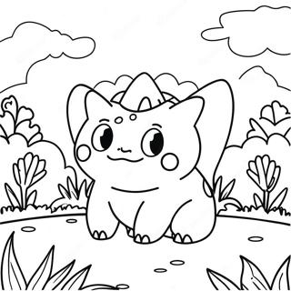 Pagina Da Colorare Di Bulbasaur In Un Giardino Fiorito 38407-31927