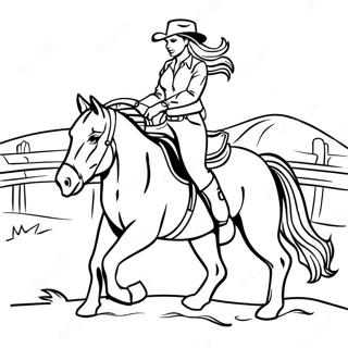 Pagina Da Colorare Cowgirl Realistica Che Cavalca Un Cavallo 38726-32192