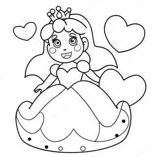 Pagina Da Colorare Di Princess Peach Con Cuori 39618-32883