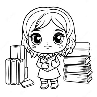 Pagina Da Colorare Di Chibi Hermione Granger Con Libri 39638-32897