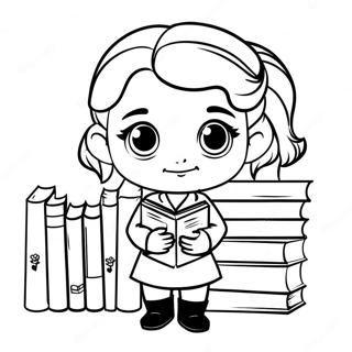 Pagina Da Colorare Di Chibi Hermione Granger Con Libri 39638-32898