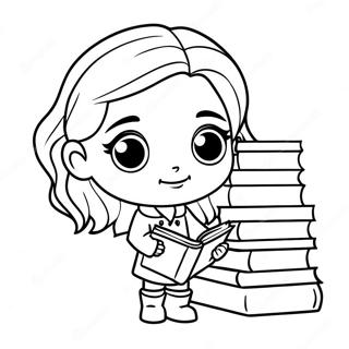 Pagina Da Colorare Di Chibi Hermione Granger Con Libri 39638-32899