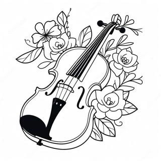 Pagina Da Colorare Del Violino Elegante Con Fiori 39758-32982