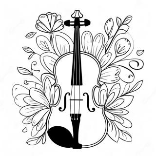 Pagina Da Colorare Del Violino Elegante Con Fiori 39758-32983