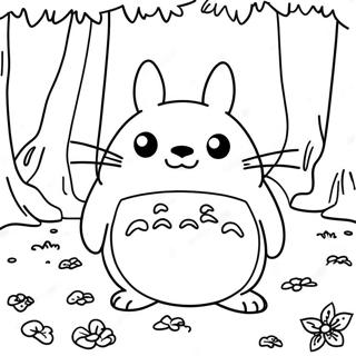 Pagina Da Colorare Di Un Carino Totoro Nel Bosco 3981-3221